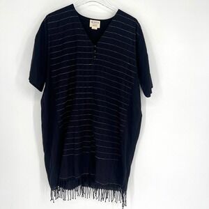 Mirth Dress Womens S/M Striped Tassel Boho Peasant Relaxed Boxy Handmade